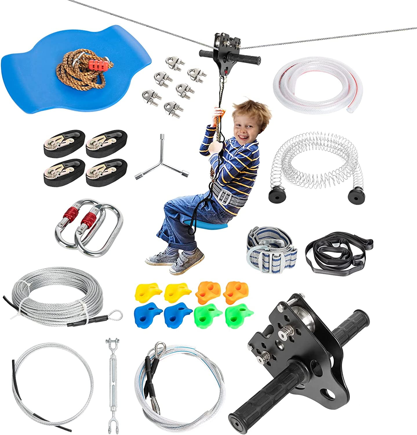 Zip Line for Kids and Adults Outdoor Up to 350Lbs 150FT with Stainless