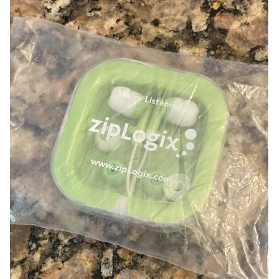 Zip Logix Ear Buds New In Original Packaging Extra Rubber Green Case Fast Ship