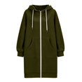 thumbnail image 1 of Zip up Long Sleeve Hoodies for Women, Oversized Tunic Tops for Women Athletic Women Workout Jacket with Pocket Airport Travel Outfit Plain Sweatshirt,Blackish Green,L, 1 of 4