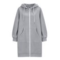 thumbnail image 1 of Zip up Long Sleeve Hoodies for Women, Oversized Tunic Tops for Women Comfort Sweatshirt Jackets Casual Chic Tops Hooded Top Loose Fit Cute Hoodies with Pocket,Light Ashy,L, 1 of 4