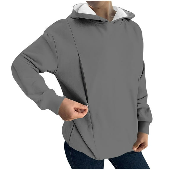 Zip Up Nursing Hoodies for Women, Sweatshirt for Womens Hoodie Maternity Pullover Sweatshirts Breastfeeding Side Hidden Zipper Long Sleeve Tops Hidden Hoodied