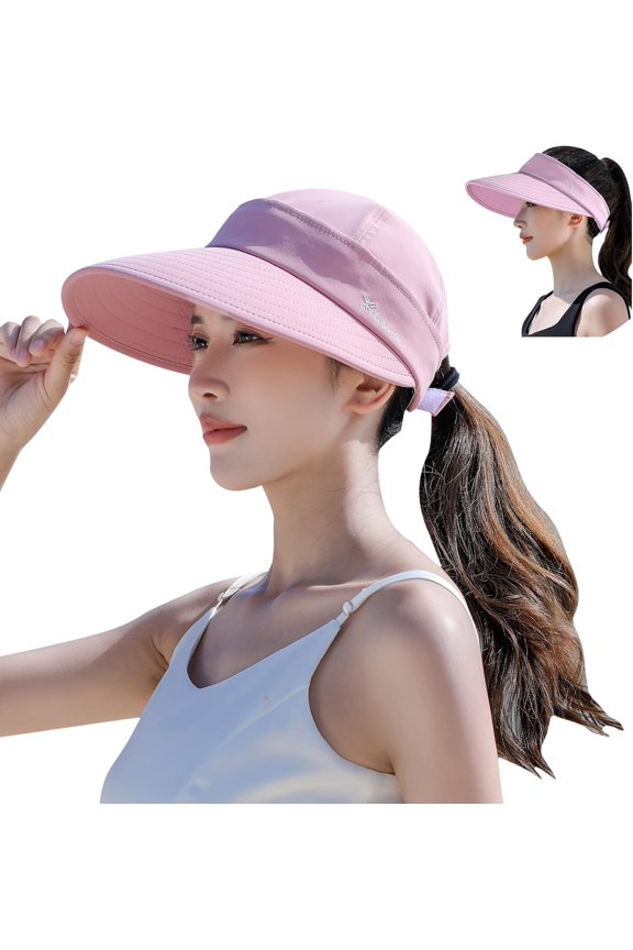 Zip-Off Wide Brim Visor Hat for Women Packable Sun Hat for Golf Hiking Gardening UV Protection Summer Beach Hat