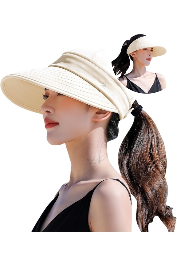 Zip-Off Wide Brim Visor Hat for Women Packable Sun Hat for Golf Hiking Gardening UV Protection Summer Beach Hat