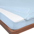 thumbnail image 1 of Zip-On Fitted Sheet Set - Designed for Mattresses with Up to 8" Inch Deep Pockets - Includes 1 Fitted Sheet Base and 2 Zip-On Sheets Queen Size - 600 TC - Light Blue Color, 1 of 4