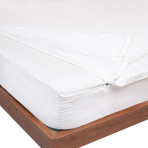 Zip-On Fitted Sheet Set - Designed for Mattresses with Up to 8" Inch Deep Pockets - Includes 1 Fitted Sheet Base and 2 Zip-On Sheets Twin XL Size - 600 TC - White Color