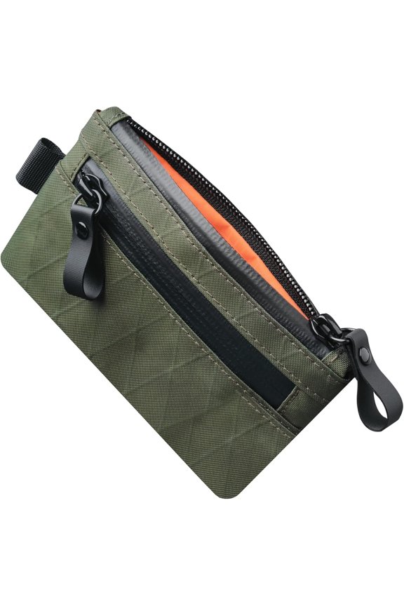 Zip Pouch Dark Green X-Pac- RFID-Blocking Small and Card Zip Wallet with Carbon Neutral, Weatherproof Fabrics, YKK Zipper, EDC Pouch for Men Travel