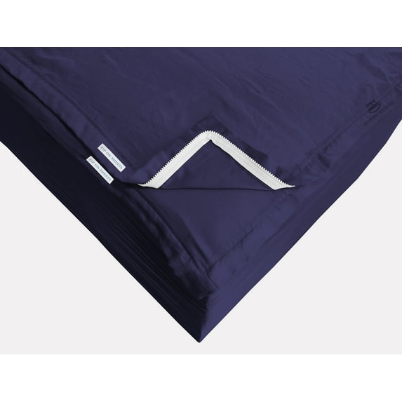 Zip On Sheets Cal King Size(72X84) - Includes 2 Zipper Sheets +1 Bottom Fitted Base - Fit's 14” In Deep Pocket - Zip Sheets Easy to Change - 600 TC Cotton Fitted Sheet - Navy Blue Color