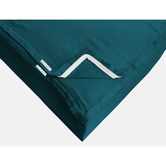 Zip On Sheets Full XL Size(54X80) - Includes 2 Zipper Sheets +1 Bottom Fitted Base - Fit's 14” In Deep Pocket - Zip Sheets Easy to Change - 600 TC Cotton Fitted Sheet - Teal Color