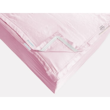 Zip On Sheets Twin Size(39X75) - Includes 2 Zipper Sheets +1 Bottom Fitted Base - Fit's 14” In Deep Pocket - Zip Sheets Easy to Change - 600 TC Cotton Fitted Sheet - Baby Pink Color