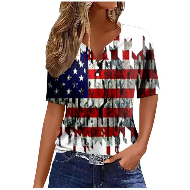 Zip Short Sleeve Cool Comfortable Tops V Neck Women's Tops Sexy Waist Unique Printed Shirt