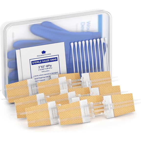 Zip Stitch Wound Closure Kit Butterfly Bandages Quick Clot for Easy Use Surgical Quality Emergency Laceration Closures Strips Suture-Free Surgical Repairment First Aid Wound (Yellow 6)