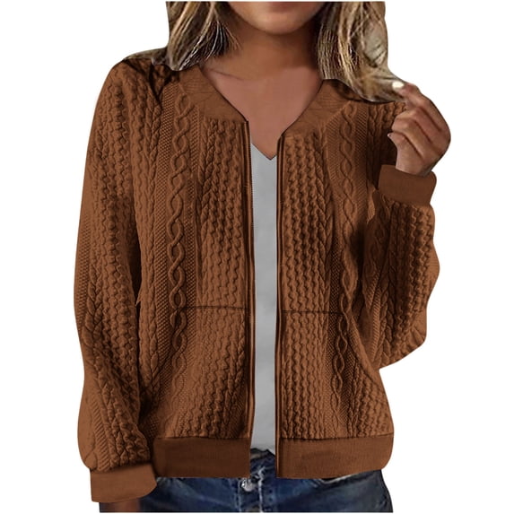 Zip Up Sweater Hoodie for Women Ribbed Knit Jackets Long Sleeve V Neck Coats Athletic Loose Fit Outerwear Warm Lightweight Tops Athletic Sweatshirts Fall Winter Outfits