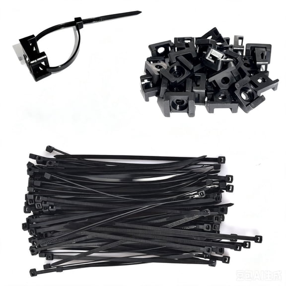 Zip Tie Mounts，Set Strong 7.87 Inch Nylon Cable Ties and Screws Each 100 PCS,Wire Clips Anchor Management Fastener for Baseborad,Wall or Desk,Black