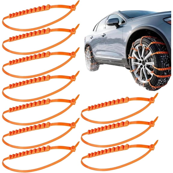 Zip Tie Tire Chains, Adjustable Anti-Skid Car Grips Security Cable, Snow Traction for Tires, for Auto Automotive Van Vehicle RV Truck SUV Sedan