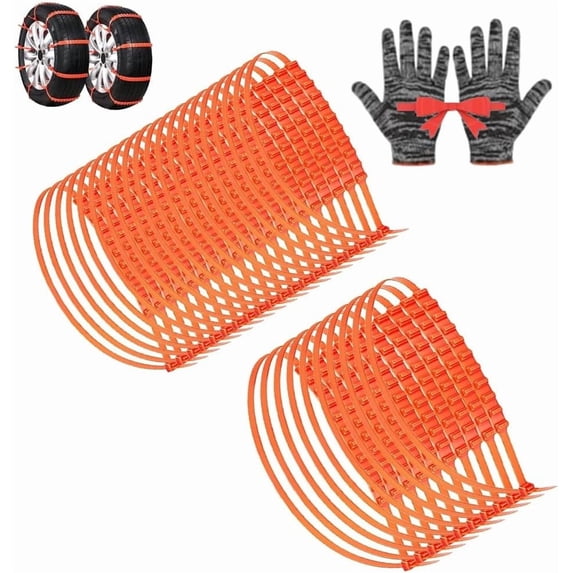 Zip Tie Tire Chains, Car Winter Tire Snow Zip Ties, 20PCS Universal Reusable Adjustable Anti-Slip Nylon Snow Removal from Ties Safety Chains Emergency for Trucks Car Suv Ice Mud(30pcs)