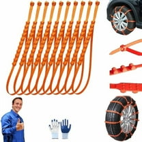 Zip Tie Tire Chains, Universal Reusable Anti-Skid Nylon Tire Chains, 2025 Upgrade Adjustable Portable Temporary Tire Straps for for Snow Ice Mud