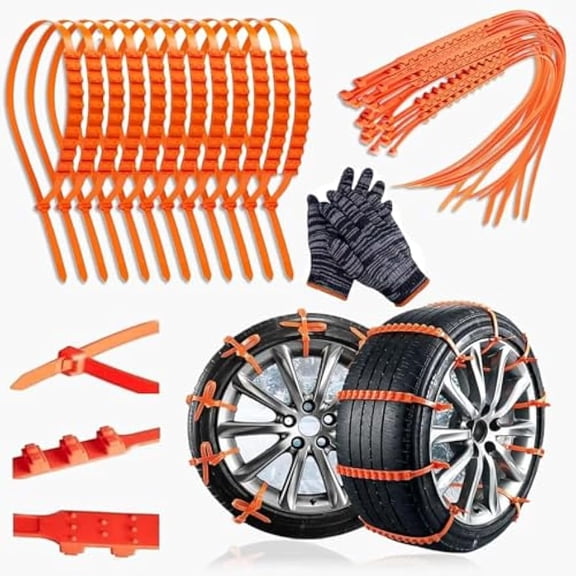 Zip Tie Treads, Zip Treads for Tires, 2025 Winter Universal Reusable Anti-Skid Pe Tire Chains, Reusable Anti Snow Chains of Car, Anti Skid Tire Chains, Universal Quick Easy Snow Tire Chains