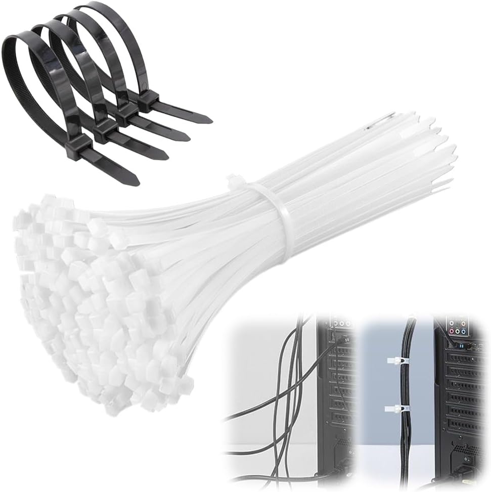 600-Pack 8-Inch Yellow Zip Ties – Heavy Duty Cable Ties For Organizing Wires, Garden, Home & Office (30lb Strength)