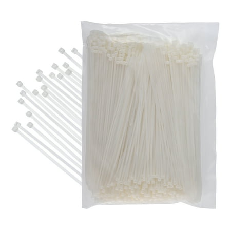 Zip Ties 6" (100 Pack), 40lb Strength White Nylon Cable Wire Ties, By Bolt Dropper.