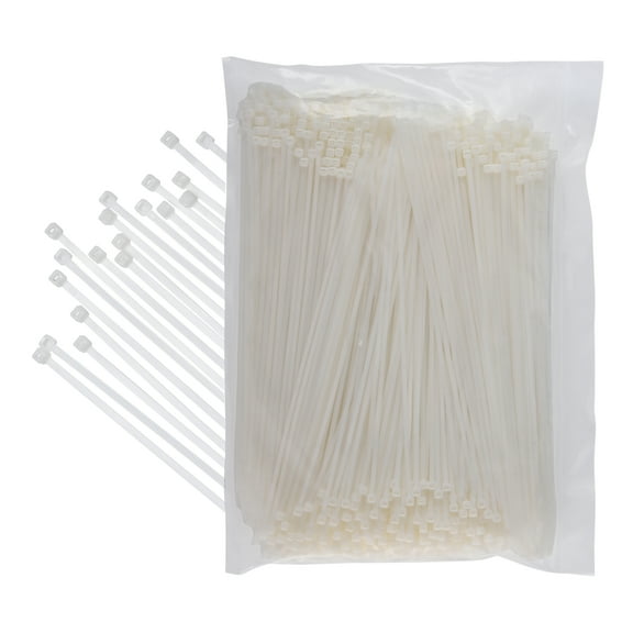 Zip Ties 6" (100 Pack), 40lb Strength White Nylon Cable Wire Ties, By Bolt Dropper.