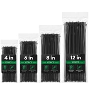 Zip Ties Assorted Size,4+6+8+12 Inch Double Sided Toothed,400 Pack,Black Cable Ties With Self-Locking Adjustable More Durable Nylon Tie Wraps for Indoor Outdoor