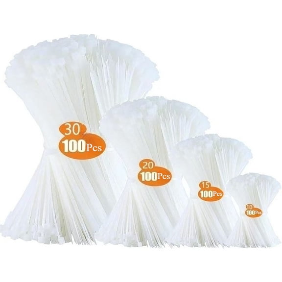 Zip Ties Assorted Sizes(4”+6”+8”+12”), 400 Pack, Black Cable Ties, UV Resistant Wire Ties