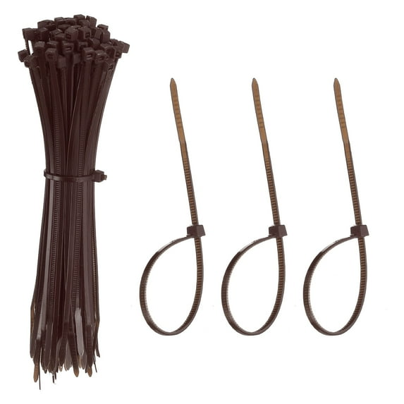Uxcell Zip Ties Plastic Cable Ties, Self-Locking Wire Zip Tie Fit for Home Garden Office Workshop Travel Brown 6 Inch