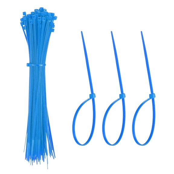 Uxcell Zip Ties Plastic Cable Ties, Self-Locking Wire Zip Tie Fit for Home Garden Office Workshop Travel Blue 8 Inch
