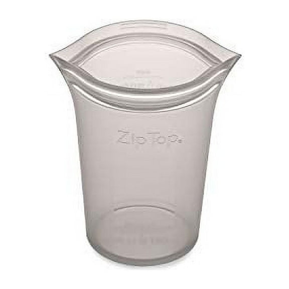 Zip Top Reusable 100% Platinum Silicone Container, Made in the USA - Small Cup - Gray
