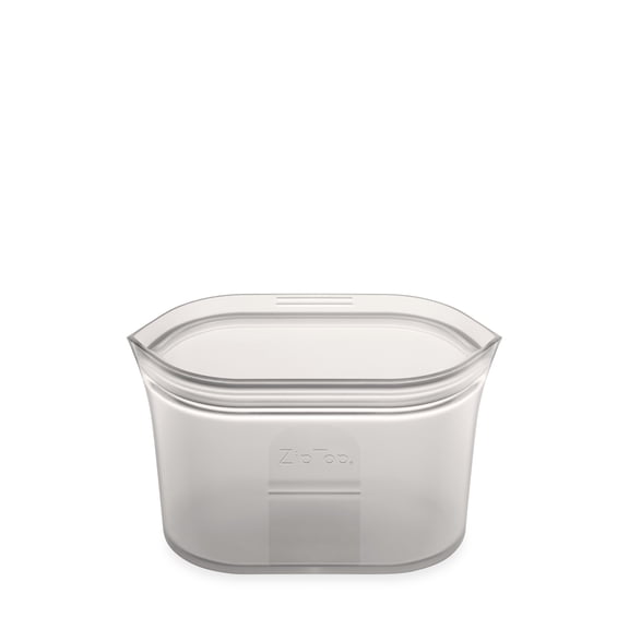 Zip Top Reusable 100% Silicone Food Storage Bags and Containers, Made in the USA - Small Dish - Gray