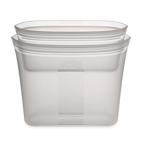Zip Top Reusable Food Storage Container - 2 Bag Set - Gray - Made in the USA - 100% Platinum Silicone