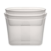 Zip Top Reusable Food Storage Container - 2 Bag Set - Gray - Made in the USA - 100% Platinum Silicone