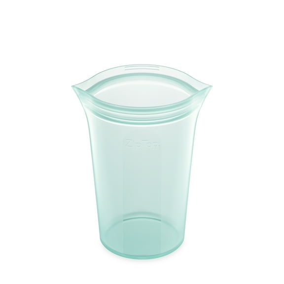 Zip Top Reusable Food Storage Container - Large Cup Teal - Made in the USA - 100% Platinum Silicone