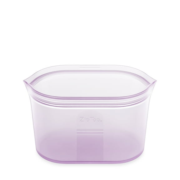 Zip Top Reusable Food Storage Container - Large Dish Lavender - Made in the USA - 100% Platinum Silicone