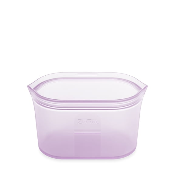 Zip Top Reusable Food Storage Container - Medium Dish Lavender - Made in the USA - 100% Platinum Silicone