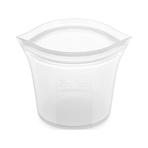 Zip Top Reusable Food Storage Container - Short Cup Frost - Made in the USA - 100% Platinum Silicone