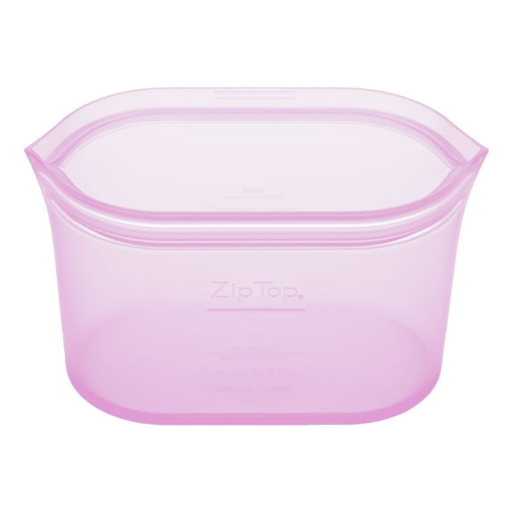 Zip Top Reusable Food Storage Container - Small Dish Lavender - Made in the USA - 100% Platinum Silicone