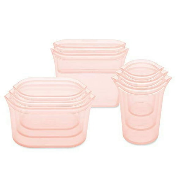 Zip Top Reusable Food Storage Containers - Full Set - Peach - Made in the USA!