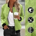 thumbnail image 1 of Zip Up Casual Jacket for Women Oversized Long Sleeve Coat Light Windbreaker With Ribbed Cuffs Pockets Fluorescent Green XL, 1 of 8