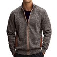 thumbnail image 1 of Zip Up Heathered Athletic Jacket for Men Long Sleeve Stand Collar Thin Coat Trendy Fall Casual Comfy Outerwear with Pocket Coffee M, 1 of 3