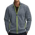 thumbnail image 1 of Zip Up Heathered Athletic Jacket for Men Long Sleeve Stand Collar Thin Coat Trendy Fall Casual Comfy Outerwear with Pocket Gray M, 1 of 3