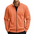 thumbnail image 1 of Zip Up Heathered Athletic Jacket for Men Long Sleeve Stand Collar Thin Coat Trendy Fall Casual Comfy Outerwear with Pocket Saffron 3XL, 1 of 2