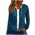 thumbnail image 1 of Zip Up Hooded Cardigans for Women Casual Drawstring Loose Solid Long Sleeve Sweatshirt with Pockets Casual, 1 of 6