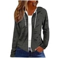thumbnail image 1 of Zip Up Hooded Cardigans for Women Casual Drawstring Loose Solid Long Sleeve Sweatshirt with Pockets Casual, 1 of 5