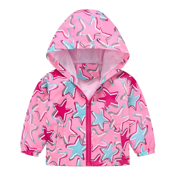 Zip Up Hoodie Girls Size 6 Toddler Boys Girls Cartoon Prints Casual Light Coat Hooded Jacket Windproof Zipper Outwear Z0B-Hot Pink, 3-4 Years