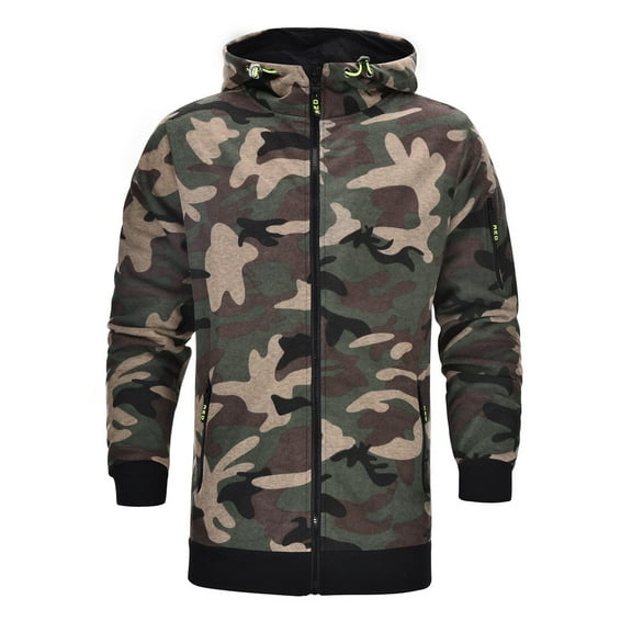Zip Up Hoodie Men Classic Fit Long Sleeve Camo Hoodie with Pocket Fall Winter Casual Athleisure Mens Sweatshirt