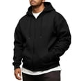 thumbnail image 1 of Zip Up Hoodie Men Fall Plain Hooded Sweatshirts Fleece Full-Zip Hoodie for Men Lightweight Trendy Jacket with Pockets, 1 of 4
