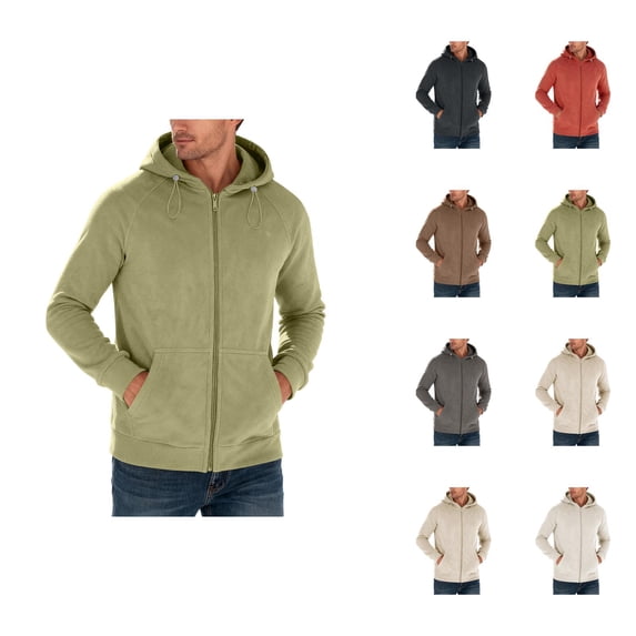 Zip Up Hoodie Men Fall Winter Long Sleeve Sherpa Lined Full Zipper Hooded Sweatshirt with Pockets Jacket Cardigan Outerwear