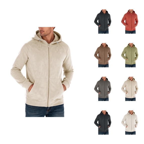 Zip Up Hoodie Men Fall Winter Long Sleeve Sherpa Lined Full Zipper Hooded Sweatshirt with Pockets Jacket Cardigan Outerwear