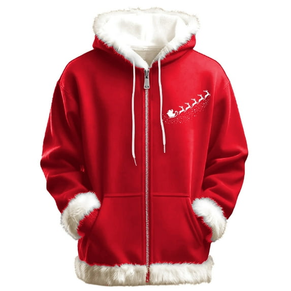 Zip Up Hoodie Men Oversize Hooded Sweatshirt, Casual Pullover Cardigan Drawstring Hoodies with Pockets,Red,S